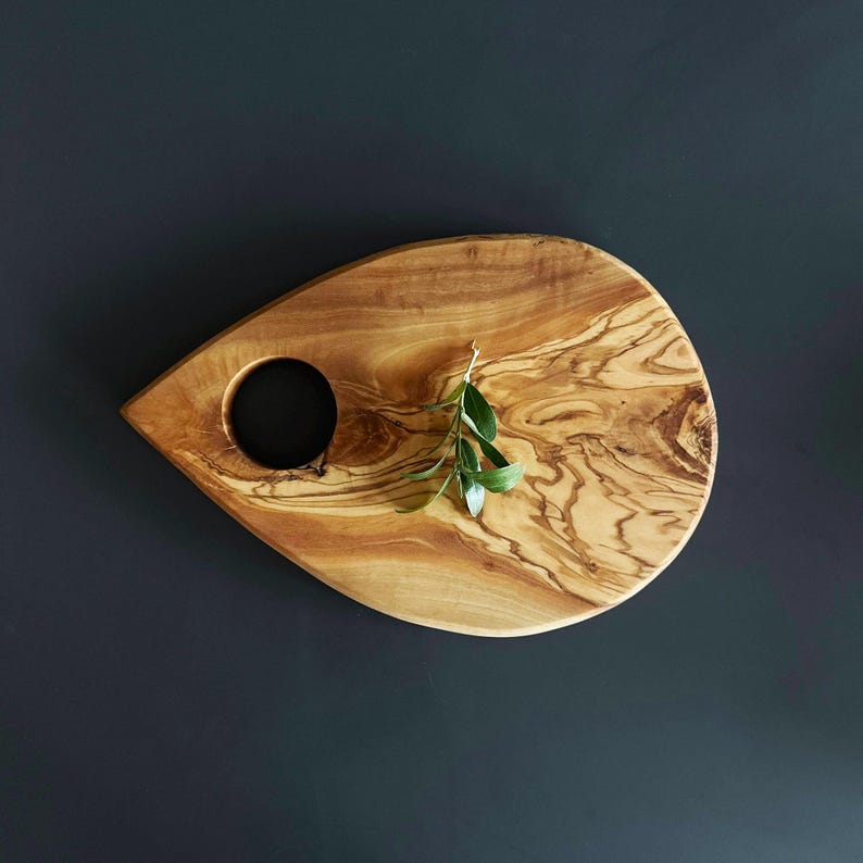 Olive Wood Serving Board, Natural Wooden Cheese Board, Wooden Cutting Board, Handmade Wooden Cutting Board, Patterned Wooden Cutting Board image 1