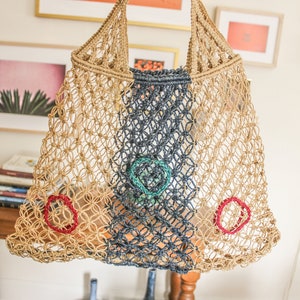 Vintage Woven Produce Bag / Vintage See Through Bag / Vintage Woven Bag / Vintage Straw Purse / Vintage Grocery Bag / Vintage Brunch Bag