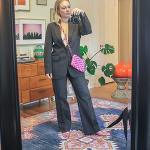 Vintage Brown Wool  Suit / Vintage Power Suit / Vintage Women&#39;s Suit / Womens Suit / Brown Suit / Powersuit / 90s suit / Striped VintageSuit