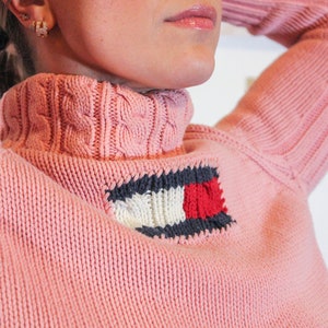 Vintage Tommy Hilfiger / Vintage Sweater / Vintage Turtle Neck / Tommy Hilfiger Sweater / Hand Knit Sweater / Custom Sweater / Logo Sweater image 3
