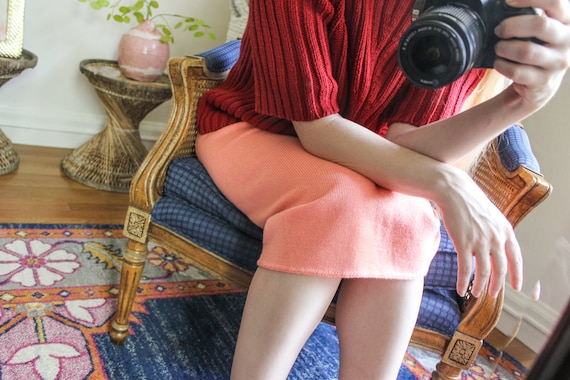 Vintage Peach Sweater Midi Skirt / Vintage Midi S… - image 7