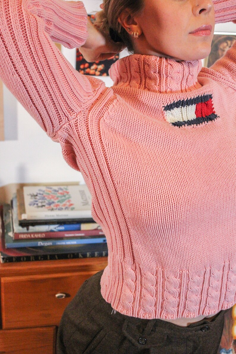 Vintage Tommy Hilfiger / Vintage Sweater / Vintage Turtle Neck / Tommy Hilfiger Sweater / Hand Knit Sweater / Custom Sweater / Logo Sweater image 4