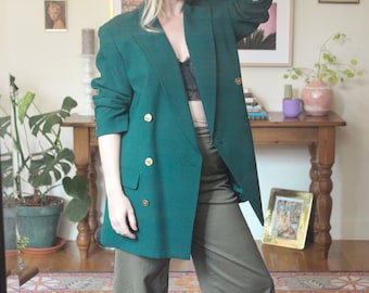 Vintage Emerald Green Blazer / Oversize Blazer / Vintage Blazer / Vintage Green Blazer / Oversized Blazer / Power Suit / Green Blazer 90s
