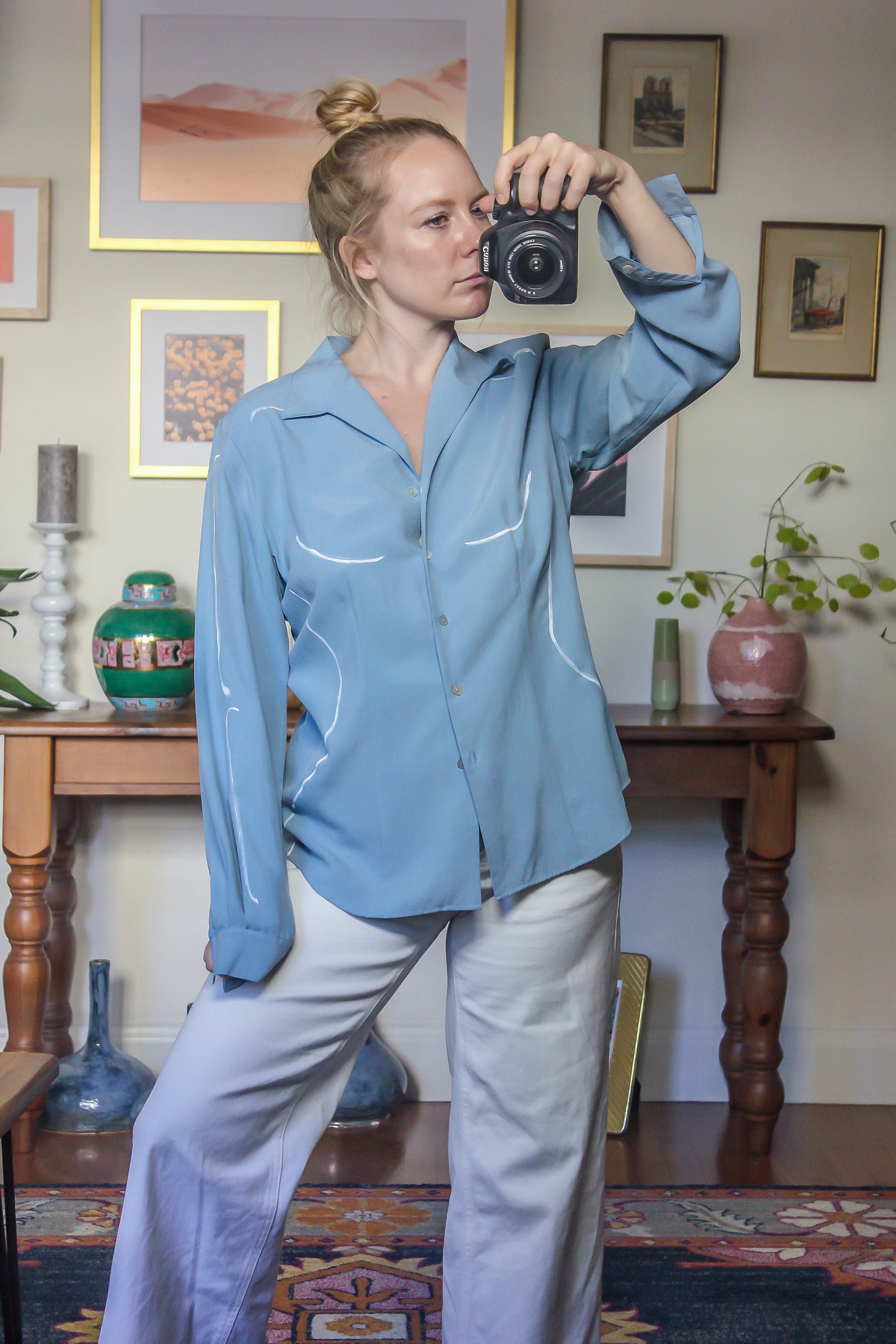 Custom Hand Painted BODY LINES Blouse / Custom Blouse / 100% Silk ...