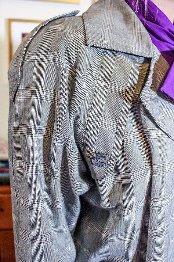 Vintage Plaid Glen Check Coat / Glen Check Trench… - image 7