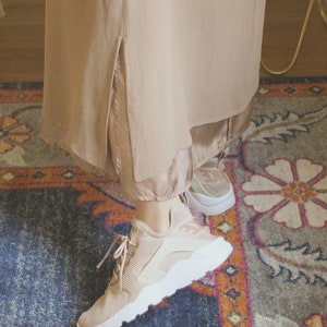 Beige Silk Dress / 100% Silk / Vintage Dress / Vintage Silk Dress / Vintage Summer Dress / Vintage Petite Dress / Tank Dress image 3