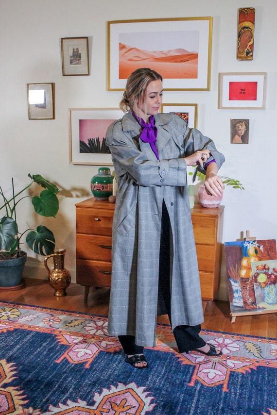 Vintage Plaid Glen Check Coat / Glen Check Trench… - image 2