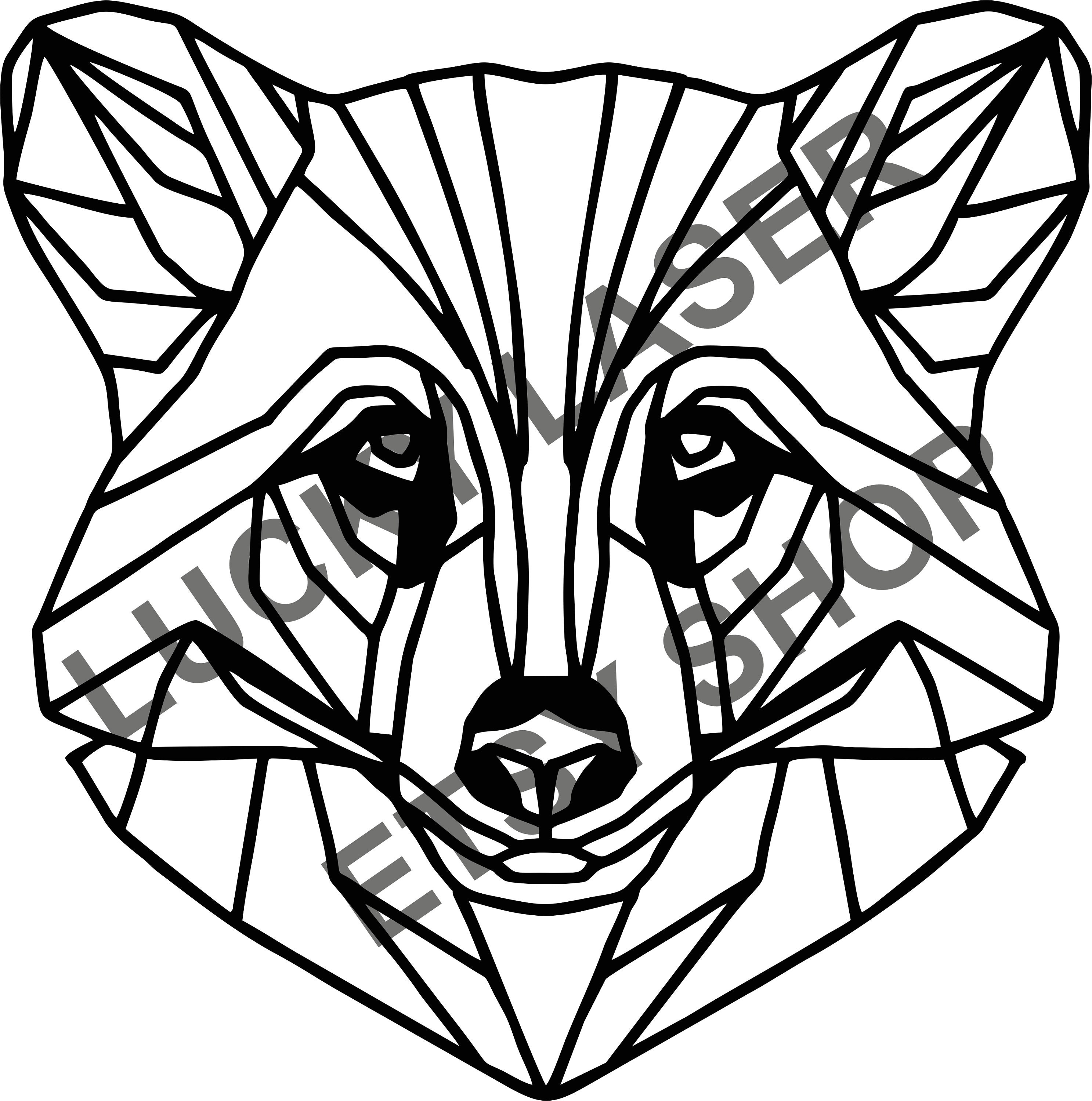 Geometric Racoon | Vector | Laser | SVG - Etsy