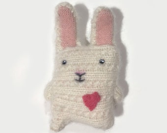 Tiny Cashmere Bunny - Adorable One-of-a-Kind Hand-Stitched Soft-Sculpture made from Salvaged Materials