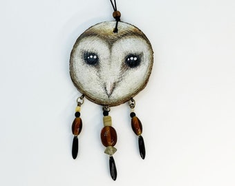 Barn Owl Beaded Ornament Painting 03