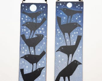 Your Choice - Crow Stacks in the Moonlight - Tiny Painting