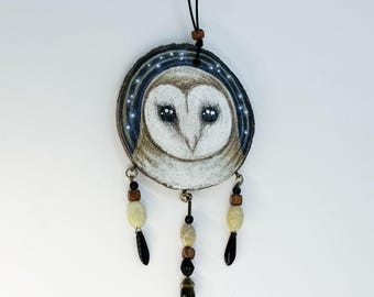 Barn Owl Beaded Ornament Painting 08