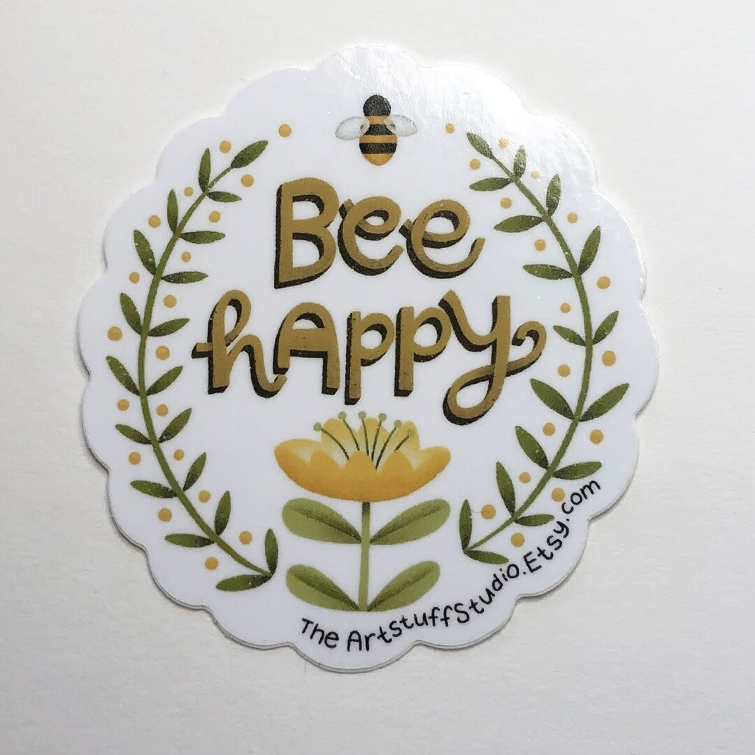 Bee Happy Shell Bee Happy - Vinyl Sticker - Etsy