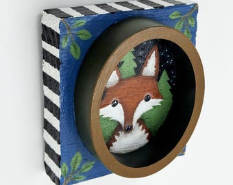 Little Red Fox Portrait in Peek-a-Boo Frame