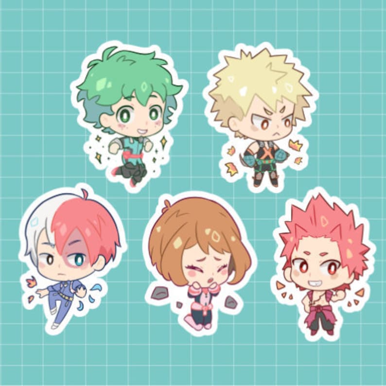 bnha chibi pastel stickers etsy