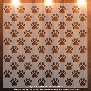 Paw Print Pattern, Clear Stencil, Durable, Reusable .007 Mil