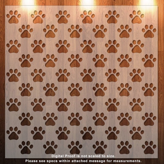 Paw Print Pattern, Clear Stencil, Durable, Reusable .007 Mil