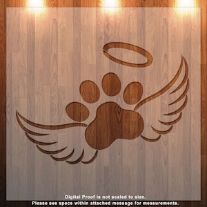 Paw with Wings Stencil, Paw, Wings, Love, Stencil, Durable, Reusable.