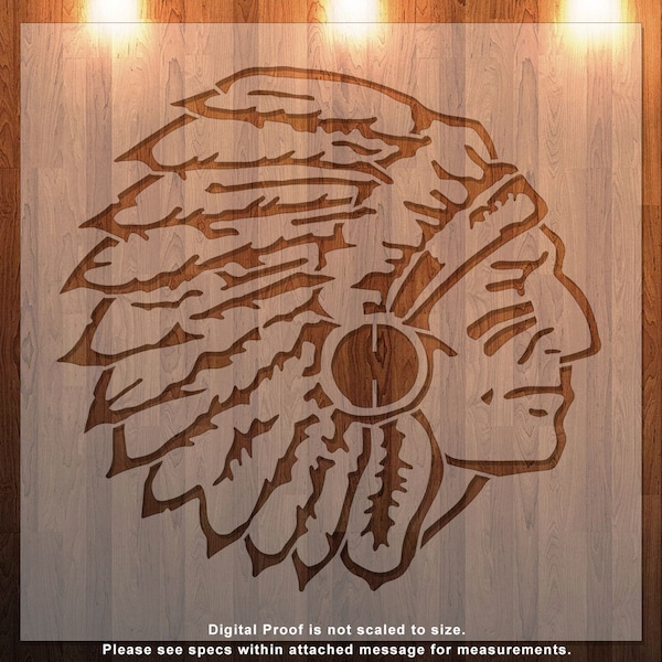 Chief, Native American, Stencil, Stencil, Durable, Reusable.