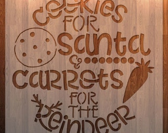 Cookies For Santa, Carrots For Reindeer Clear Stencil, Durable, Reusable .007 Mil