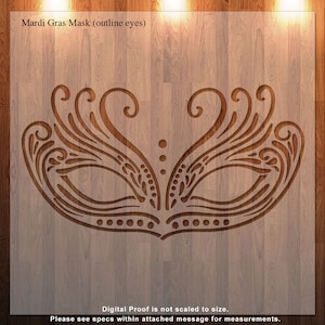 Mask, Mardi Gras, Celebration, Theatre Clear Stencil, Durable, Reusable .007 Mil