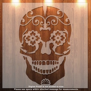 Mexican Skull, Sugar Skull,  Clear Stencil, Durable, Reusable .007 Mil