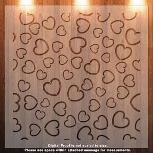 Hearts, Scattered Hearts, Outline Hearts , Pattern, Valentines, Cookie Stencil, Durable, Reusable *