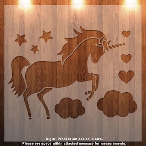 Unicorn, Clouds, Mythical Creature, Clear Stencil, Durable, Reusable .007 Mil