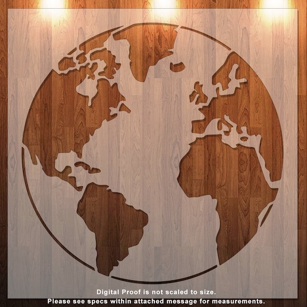 Earth, World, Map, Globe, Continents Clear Stencil, Durable, Reusable .007 Mil