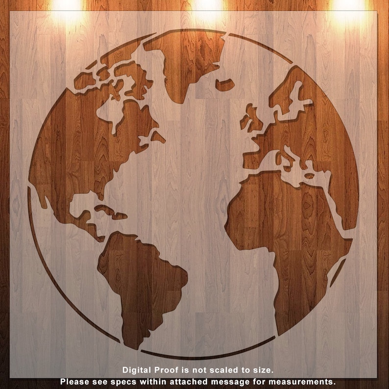 Earth World Map Globe Continents Stencil Durable Etsy Canada