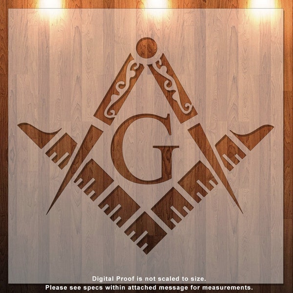 Compass and Square with G Masonic, Freemasonry, Stencil, Durable, Reusable *