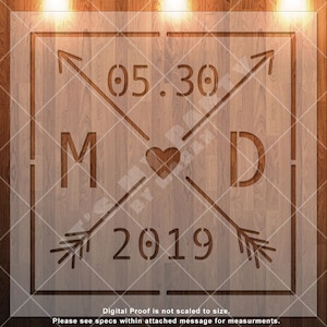 Save the Date | Name Initials | Heart and Arrows| Wedding | Stencil | Durable | Reusable
