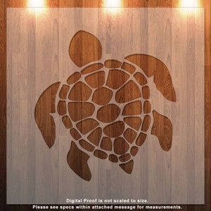 May include: A cutout stencil of a turtle with a detailed shell design. The stencil is made of a thin, durable material and is perfect for creating unique crafts and home decor.