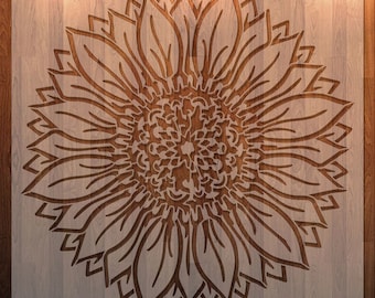 Sunflower, Flower Clear Stencil, Durable, Reusable .007 Mil