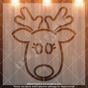 Reindeer Face, Christmas, Holiday, Season, Clear Stencil, Durable, Reusable .007 Mil