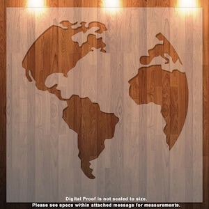 Earth, World, Map, Globe, Continents, Clear Stencil, Durable, Reusable .007 Mil