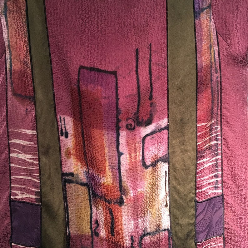 Hand dyed silk jacket L Boho wearable art