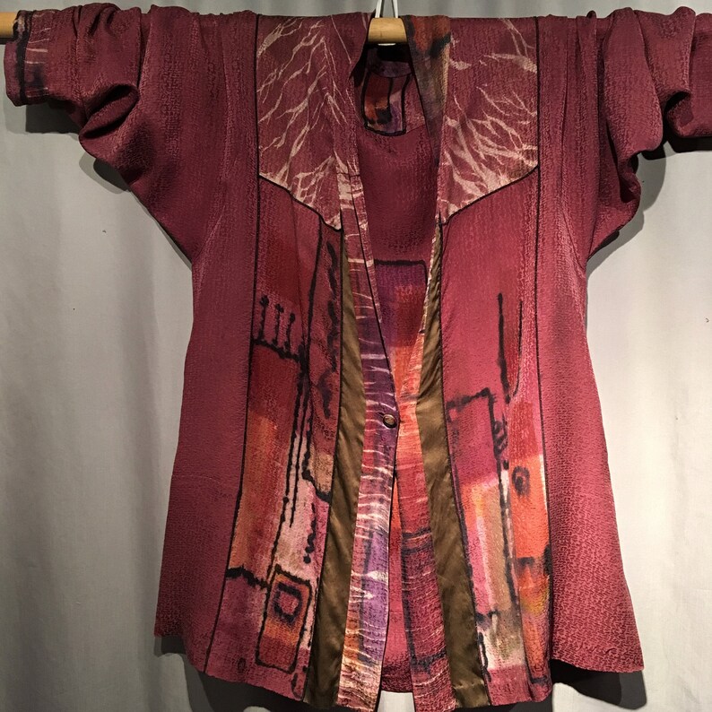 Hand dyed silk jacket L Boho wearable art