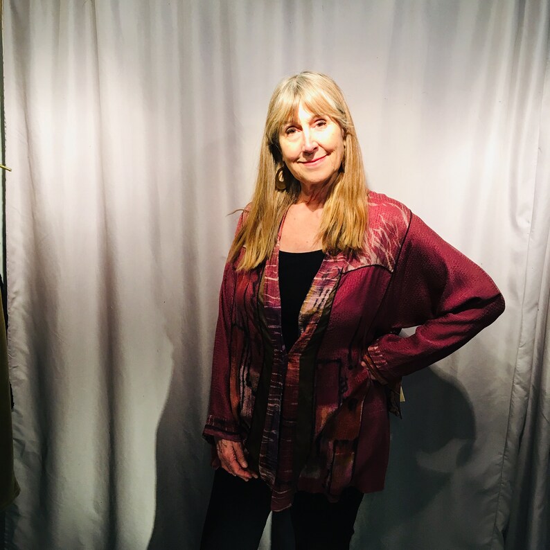 Hand dyed silk jacket L Boho wearable art