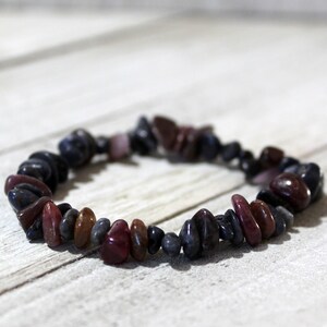 Raw Ruby and Raw Sapphire Chip Bracelet - Protection, Prosperity, Strength, Wisdom - September Birthstone, July Birthstone - Reiki Charged