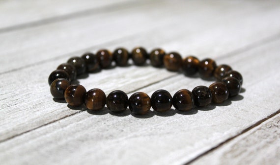 Reiki Charged Tiger's Eye Round Bead Bracelet - Grounding Stone, Focus, Protection, Balance, Attract Good Luck - New Age Gift, Metaphysical