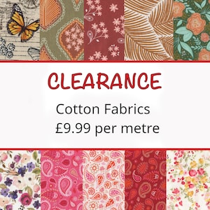 COTTON FABRIC CLEARANCE - Floral, Botanical, Paisley and more. Beautiful quilting and sewing cotton or cotton poplin at reduced prices.
