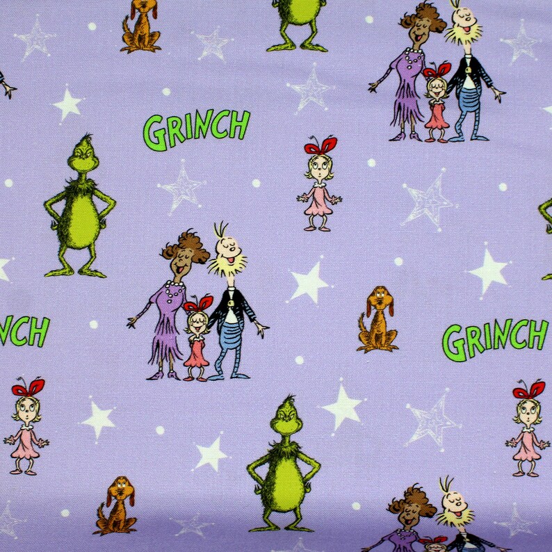 DR. SEUSS: the Lorax, Grinch, Green Eggs & Ham. Organic Cotton Fabric ...