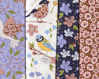 Katoenen stof PATCHWORK BIRDS: geschikt voor naaien, quilten en knutselen.