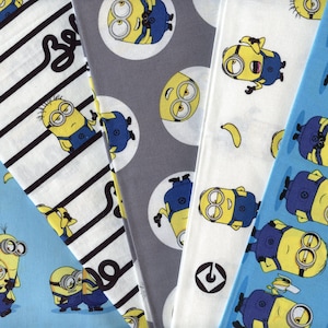MINIONS Despicable Me cotton fabric. Whimsical quilting cotton featuring cartoon characters Minions. Fabric for quilting, sewing and crafts.