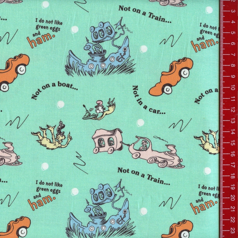 DR. SEUSS: the Lorax, Grinch, Green Eggs & Ham. Organic Cotton Fabric ...
