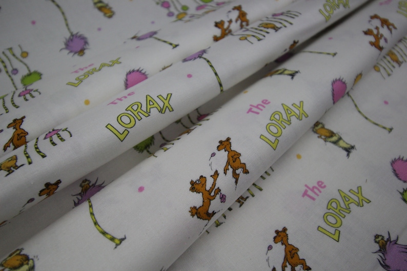 DR. SEUSS: the Lorax, Grinch, Green Eggs & Ham. Organic Cotton Fabric ...