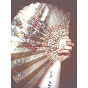 Rare Antique Hand Painted Fan - Ornate Bone - El Baile - Goya - 19th Century