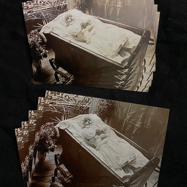 Post Mortem Photo of a Baby - PRINT - Victorian/Edwardian - 19th Century - Open Casket - Funeral Memorial
