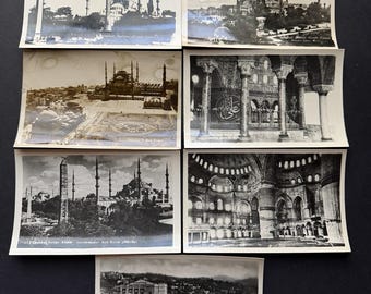 Vintage RPPC - Istanbul - Lot of 7 - Sultan Ahmet Mosque - Postcard Turkey